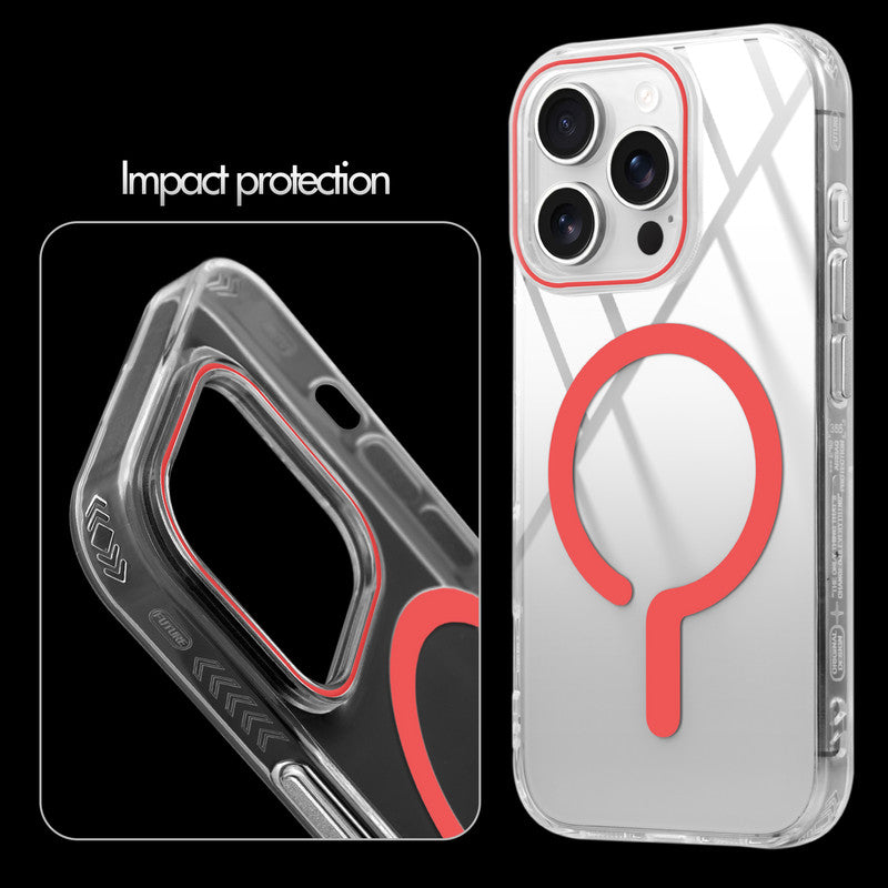 Crystal Clear Airbag Bumper Wireless Charging Support Compatible Back Case For Apple iPhone 13 Pro Max with Metal Finish Buttons
