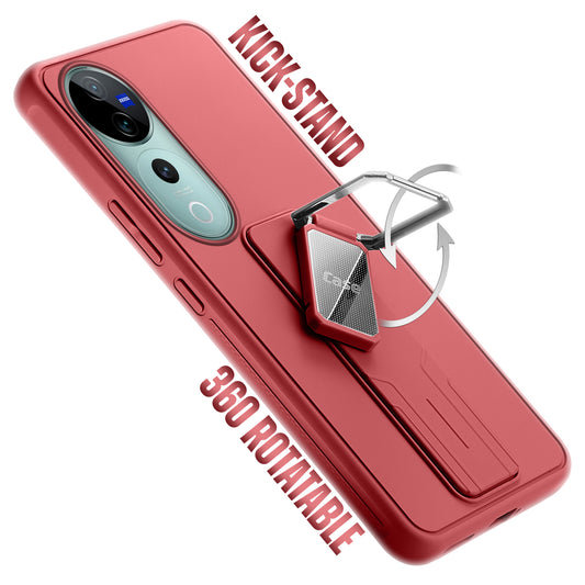 Premium Silicone Case with Metal Kickstand and Camera Protection Back Cover For Vivo V40 Pro 5G