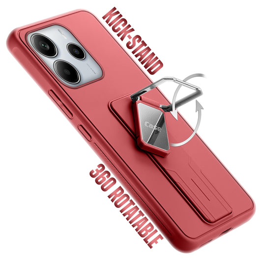 Premium Silicone Case with Metal Kickstand and Camera Protection Back Cover For Redmi Note 14 SE 5G