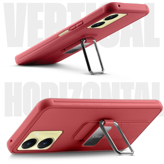 Premium Silicone Case with Metal Kickstand and Camera Protection Back Cover For Vivo T2x 5G