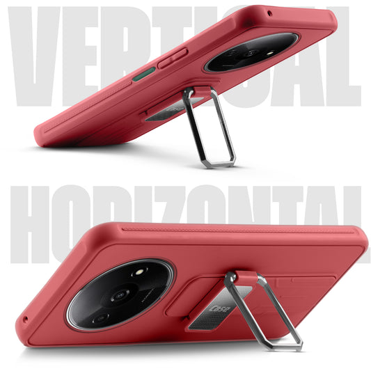 Premium Silicone Case with Metal Kickstand and Camera Protection Back Cover For Redmi A3 2024