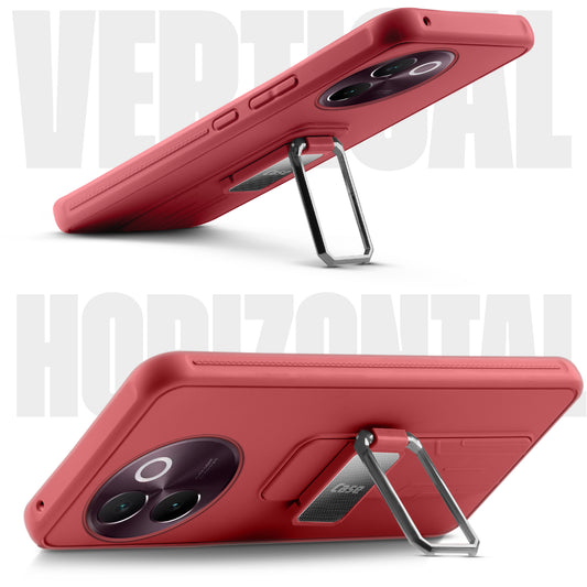 Premium Silicone Case with Metal Kickstand and Camera Protection Back Cover For Vivo V30e 5G