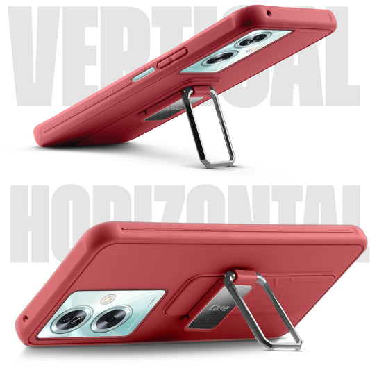 Premium Silicone Case with Metal Kickstand and Camera Protection Back Cover For Oppo A79 5G