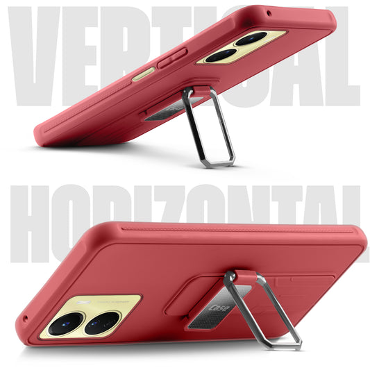 Premium Silicone Case with Metal Kickstand and Camera Protection Back Cover For Vivo Y56 5G
