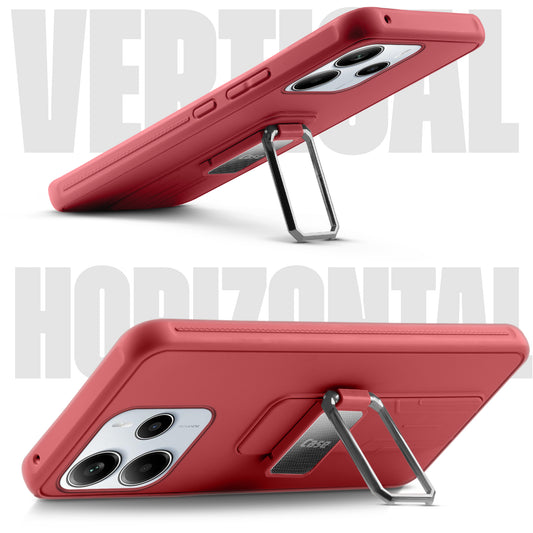 Premium Silicone Case with Metal Kickstand and Camera Protection Back Cover For Redmi Note 14 SE 5G