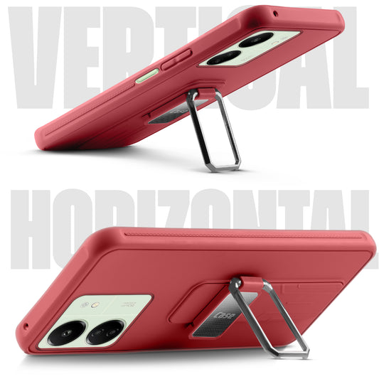 Premium Silicone Case with Metal Kickstand and Camera Protection Back Cover For Redmi 13C 4G