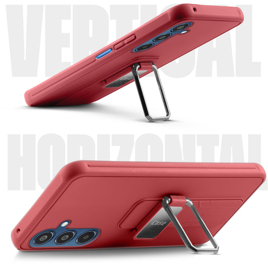 Premium Silicone Case with Metal Kickstand and Camera Protection Back Cover For Samsung M35 5G