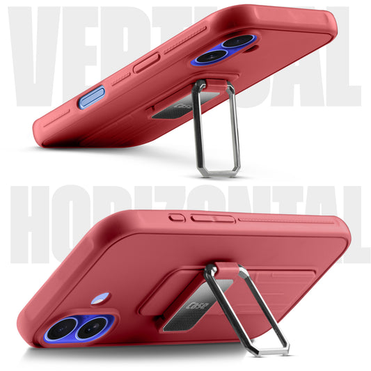 Premium Silicone Case with Metal Kickstand and Camera Protection Back Cover For Apple iPhone 16