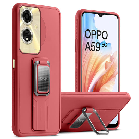 Premium Silicone Case with Metal Kickstand and Camera Protection Back Cover For Oppo A59 5G