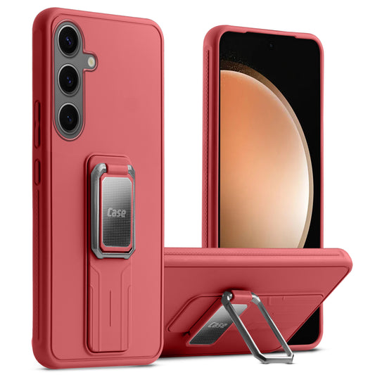 Premium Silicone Case with Metal Kickstand and Camera Protection Back Cover For Samsung S24 FE 5G