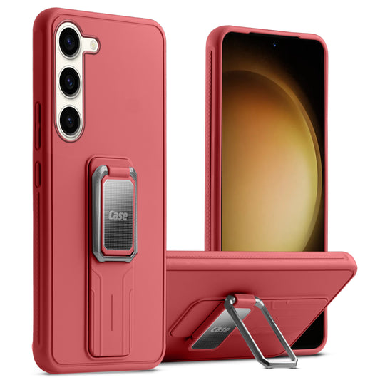Premium Silicone Case with Metal Kickstand and Camera Protection Back Cover For Samsung S23 5G