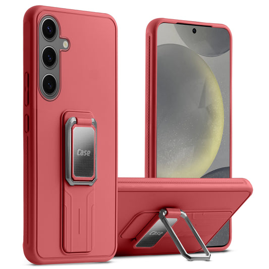 Premium Silicone Case with Metal Kickstand and Camera Protection Back Cover For Samsung S24 5G