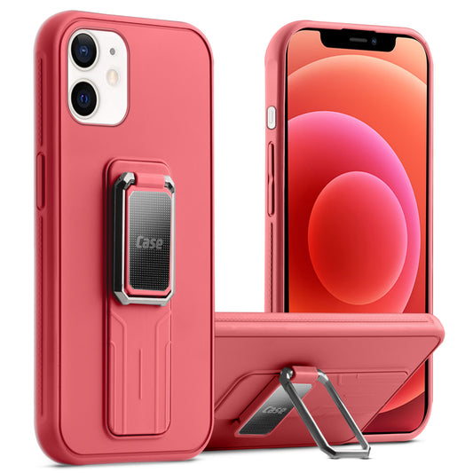 Premium Silicone Case with Metal Kickstand and Camera Protection Back Cover For Apple iPhone 12