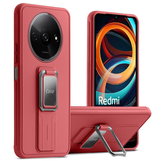 Premium Silicone Case with Metal Kickstand and Camera Protection Back Cover For Redmi A3 2024
