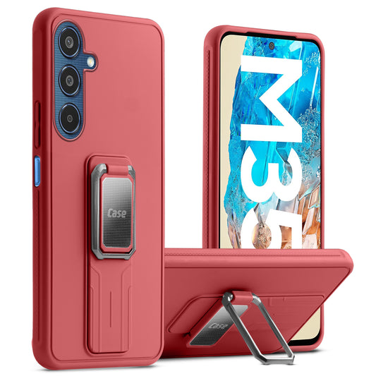 Premium Silicone Case with Metal Kickstand and Camera Protection Back Cover For Samsung M35 5G