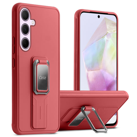 Premium Silicone Case with Metal Kickstand and Camera Protection Back Cover For Samsung A35 5G