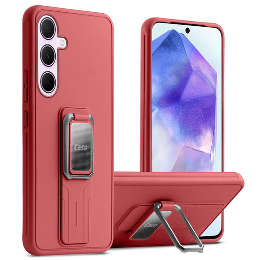 Premium Silicone Case with Metal Kickstand and Camera Protection Back Cover For Samsung A55 5G