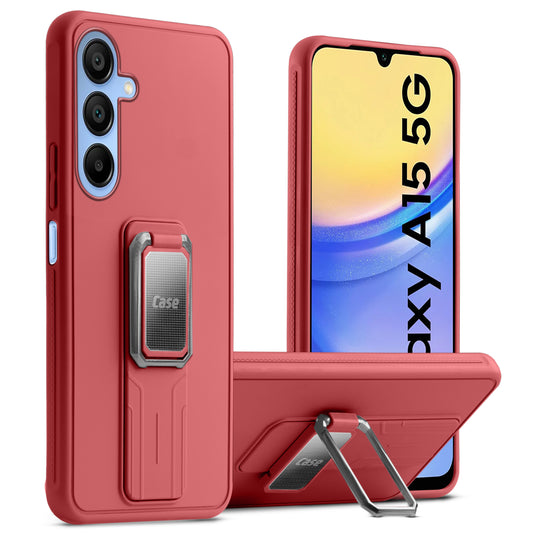 Premium Silicone Case with Metal Kickstand and Camera Protection Back Cover For Samsung A15 5G