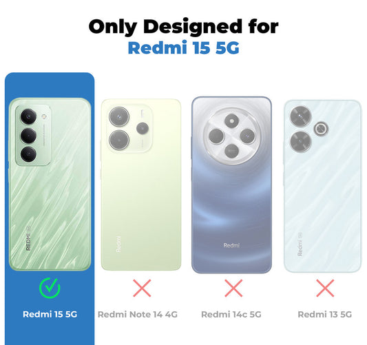 Transparent Back Cover with Silicone frame Matte Ring Holder Kickstand Case For Redmi 15 5G