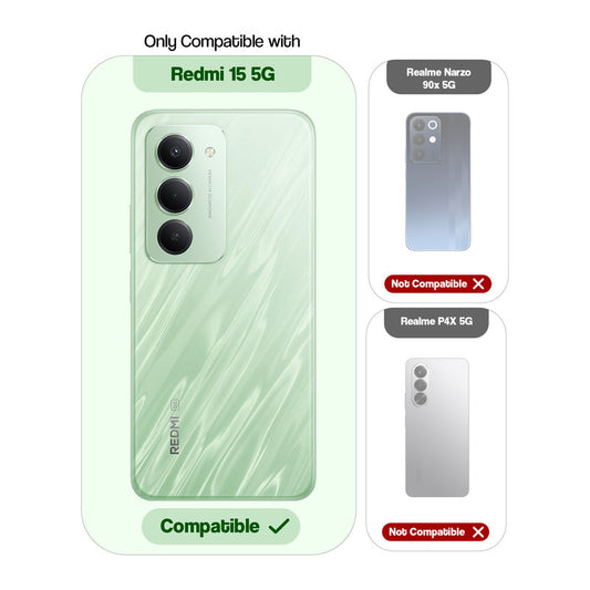 Shockproof Hybrid Transparent Phone Case For Redmi 15 5G with Hard Back and Soft Bumper for Maximum Protection