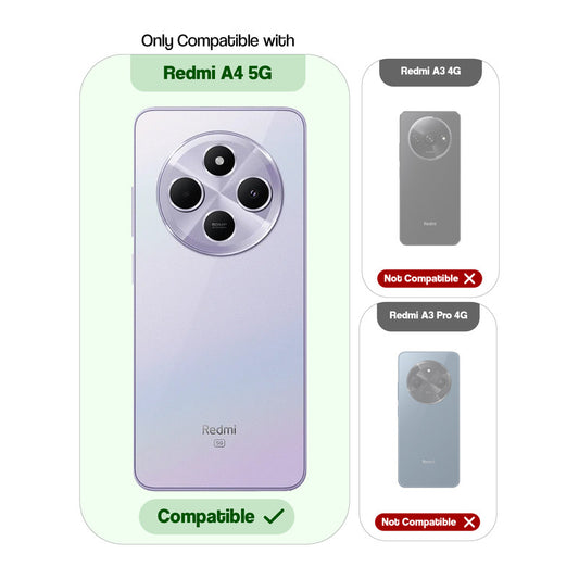 Crystal Clear Anti-Yellow Transparent Back Cover Case With Camera Ring Protection for Redmi A4 5G