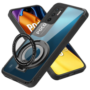 Silicone Frame Transparent Hard Back With Holder Kickstand Case For Poco M3 Pro 5G