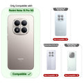Compatibility guide showing the back cover designed only for Redmi Note 15 Pro 5G.