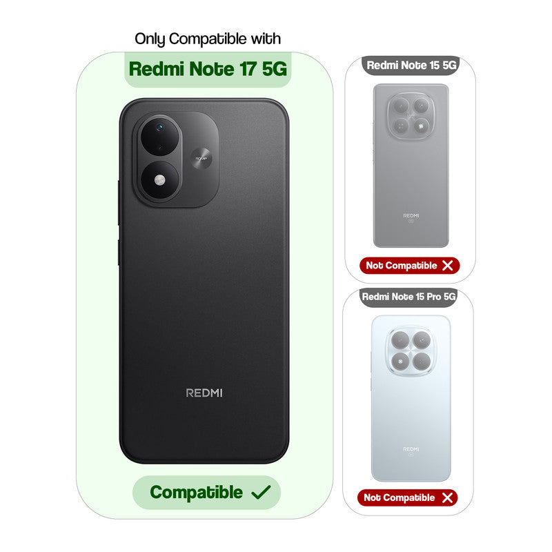 Compatibility comparison image showing Redmi Note 17 5G supported, while other models are not compatible.