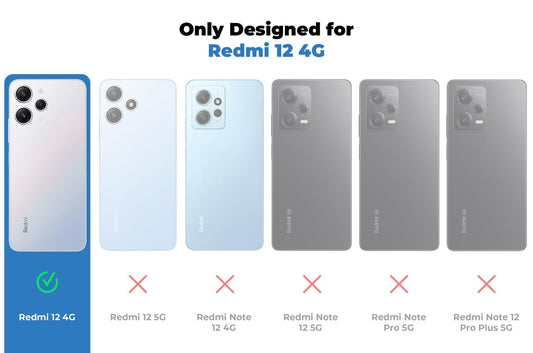 Silicone Frame Transparent Hard Back Ring Stand Case for Redmi 12 4G