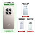 Compatibility guide showing the back cover designed only for Redmi Note 15 Pro 5G.