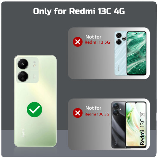 Silicone Frame Transparent Hard Back Ring Stand Case for Redmi 13C 4G