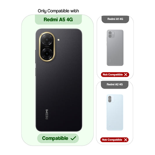 Crystal Clear Anti-Yellow Transparent Back Cover Case With Camera Ring Protection for Redmi A5 4G