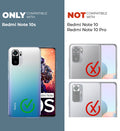 Clear hard back case compatibility guide showing fit for Redmi Note 10s and not compatible with other models
