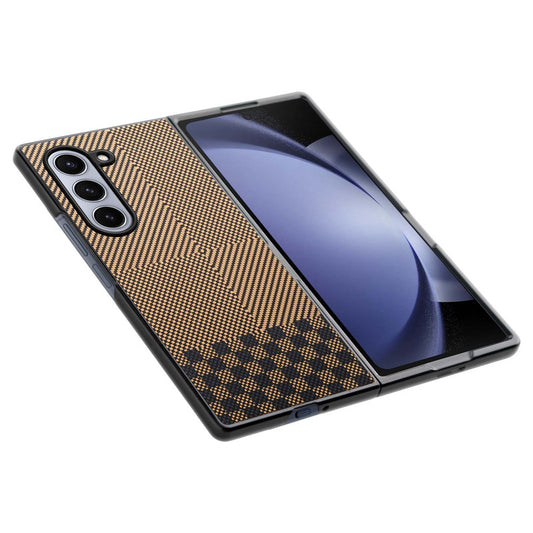 Carbon Fiber TPU Back Cover for Samsung Z Fold 5 with Checkered Printed Designs