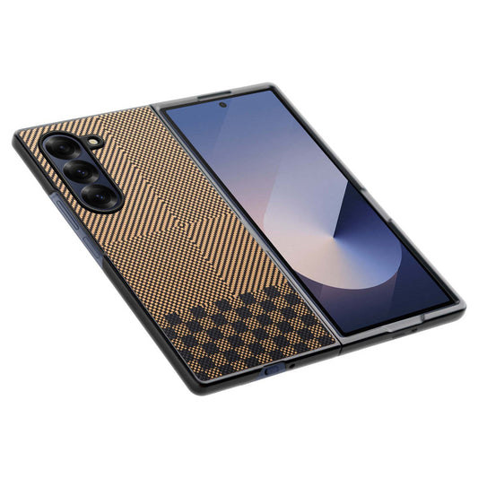 Carbon Fiber TPU Back Cover for Samsung Z Fold 6 with Checkered Printed Designs