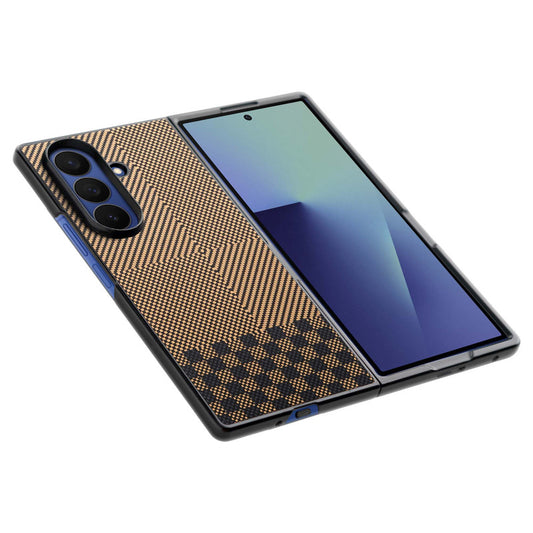 Carbon Fiber TPU Back Cover for Samsung Z Fold 7 with Checkered Printed Designs