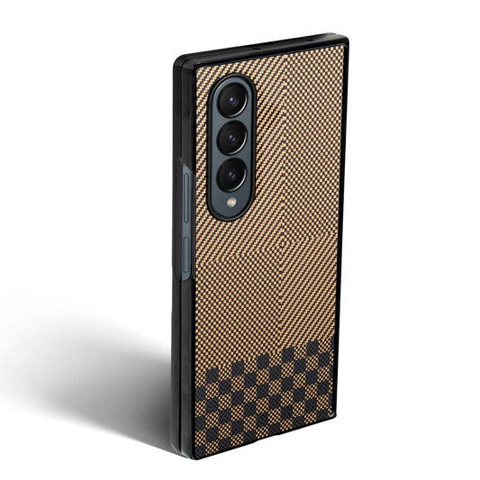 Carbon Fiber TPU Back Cover for Samsung Z Fold 4 with Checkered Printed Designs