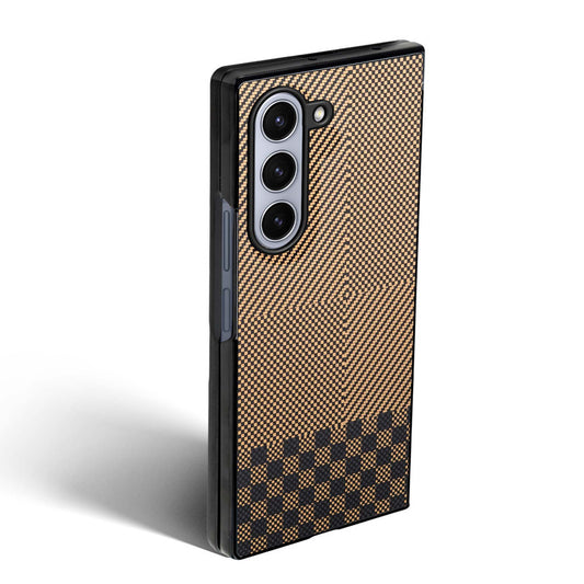Carbon Fiber TPU Back Cover for Samsung Z Fold 5 with Checkered Printed Designs