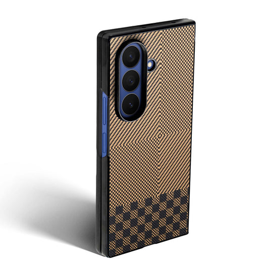 Carbon Fiber TPU Back Cover for Samsung Z Fold 7 with Checkered Printed Designs