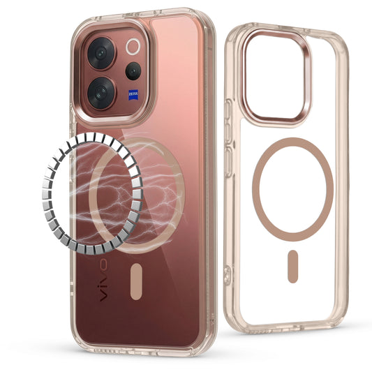 Shockproof Transparent Silicone Back Cover Compatible with Magnetic Accessories for Vivo V70 Elite 5G with Camera Ring Protection