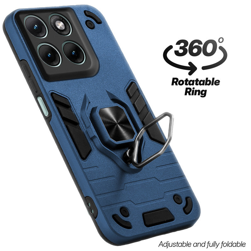 Dual layer shockproof back cover with 360° rotatable ring grip for Motorola G37 5G
