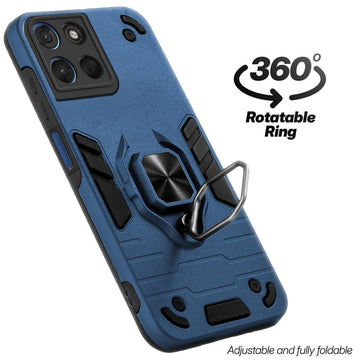 Dual layer shockproof back cover with 360° rotatable ring grip for Motorola G57 Power 5G
