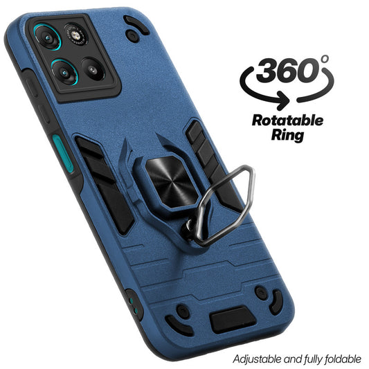 Dual layer shockproof back cover with 360° rotatable ring grip for Motorola G67 Power 5G