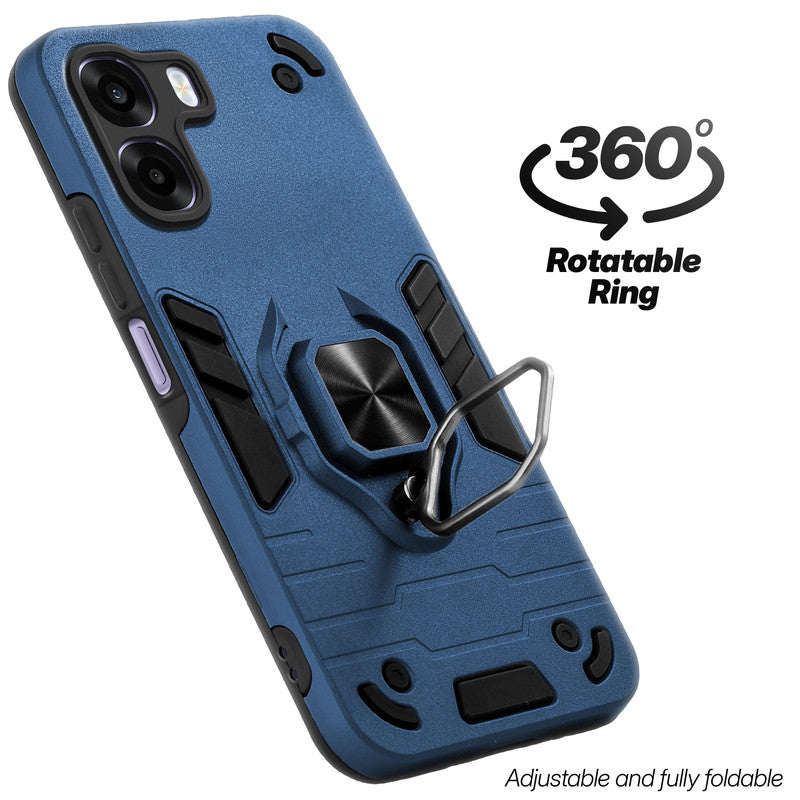 Dual layer shockproof back cover with 360° rotatable ring grip for Oppo A6s 5G