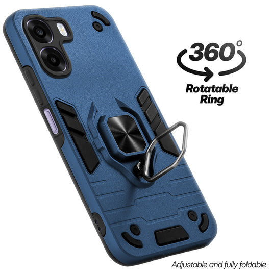 Dual layer shockproof back cover with 360° rotatable ring grip for Oppo A6s 5G