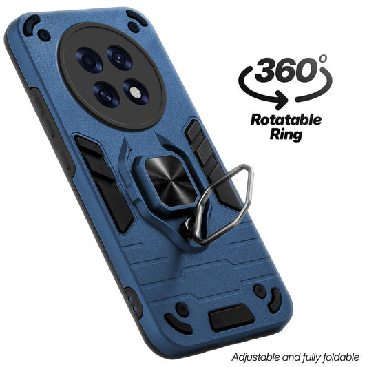 Dual layer shockproof back cover with 360° rotatable ring grip for Oppo F31 Pro Plus 5G