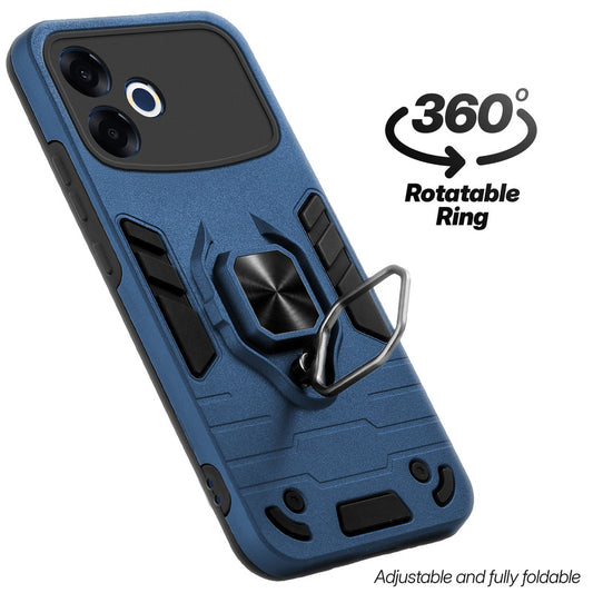 Dual Layer Shockproof Back Cover with 360° Rotatable Ring Grip & Impact Resistant Frame for Oppo F33 Pro 5G