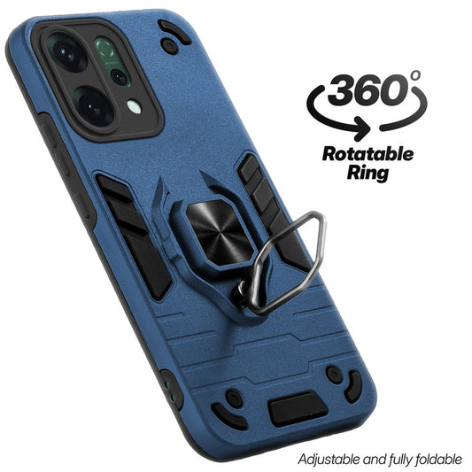 Dual layer shockproof back cover with 360° rotatable ring grip for Oppo Reno 14 5G