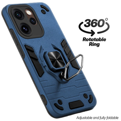 Dual Layer Shockproof Back Cover with 360° Rotatable Ring Grip & Impact Resistant Frame for Oppo Reno 15 Pro 5G