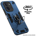 Dual layer shockproof back cover with 360° rotatable ring grip for Poco C85 5G